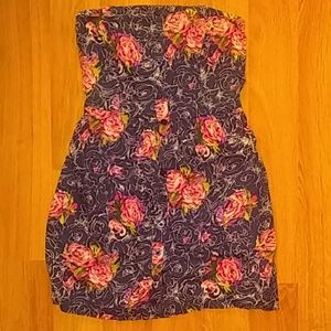 Strapless flower print dress